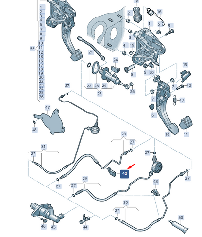 new skoda superb mk3 clutch pedal pipe bracket rhd 5q0721491h original