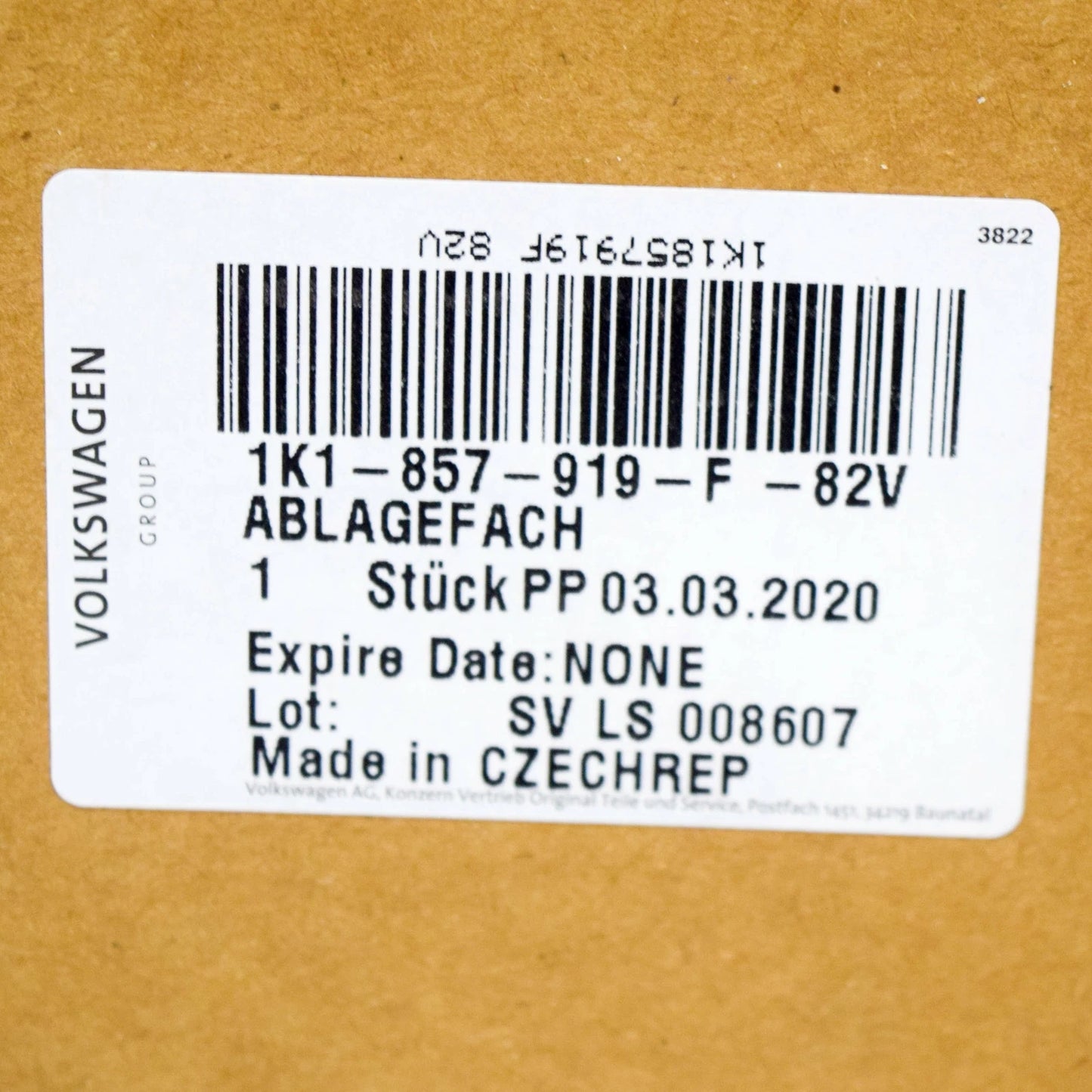 NEW VW EOS DASHBOARD LEFT STOWAGE COMPARTMENT LHD 1K1857919F82V