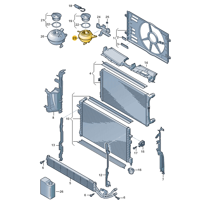 NEW VW PASSAT B8 COOLANT EXPANSION TANK 1S0121407J ORIGINAL