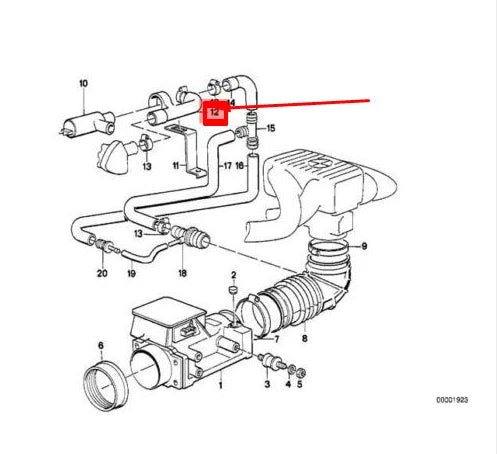 NEW BMW 3 E30 VOLUME AIR FLOW SENSOR HOSE 11631707694 1707694 ORIGINAL