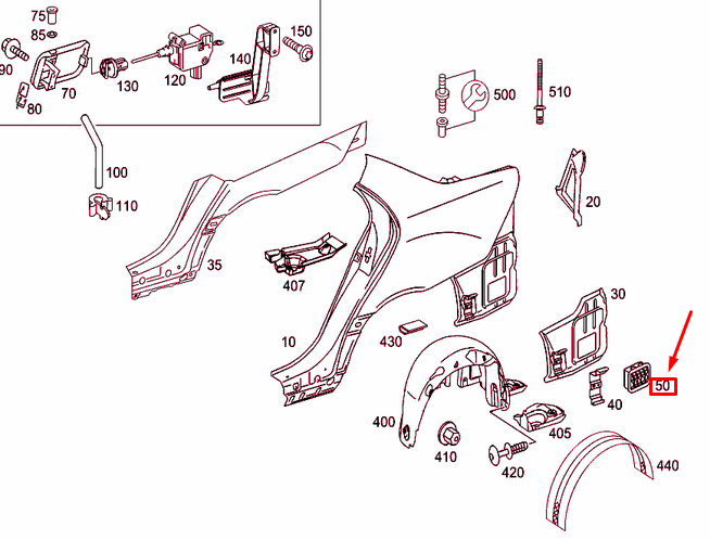 NEW MERCEDES-BENZ C W203 REAR FENDER PRESSURE VENT A2038300142 ORIGINAL