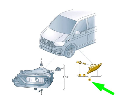 NEW VW MULTIVAN T6 FRONT RIGHT SIDE PANEL TURN SIGNAL 7LA949102 ORIGINAL