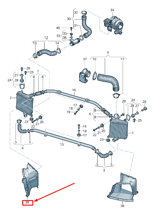 new audi q7 4m right engine charge air cooler air guide 4m0145334b original