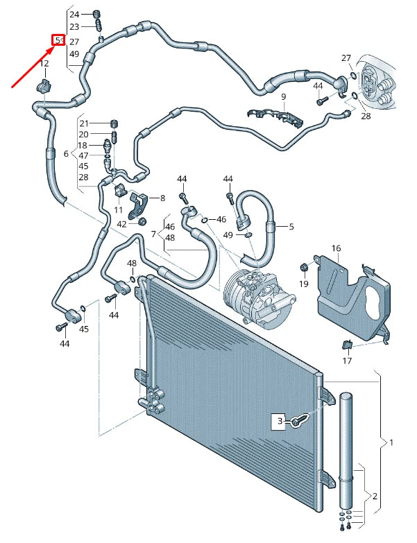 NEW VOLKSWAGEN PASSAT B8 AIR CONDITIONING REFRIGERANT HOSE 561816743C ORIGINAL