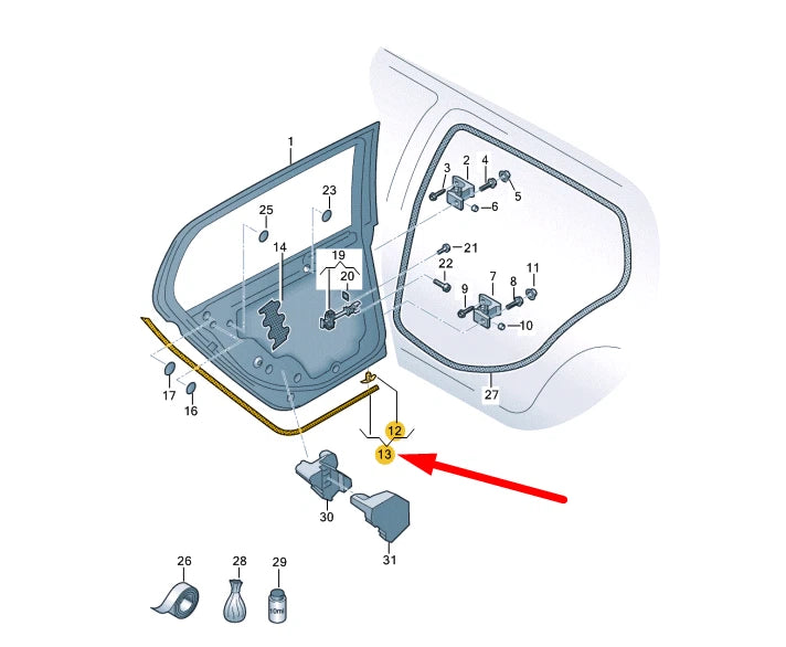 NEW VOLKSWAGEN GOLF MK8 REAR LEFT DOOR OUTER SEAL 5H4839699A9B9 ORIGINAL