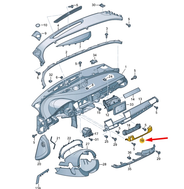NEW AUDI A8 4H D4 INSTRUMENT PANEL SWITCH TRIM LHD 4H1857289E4PK ORIGINAL