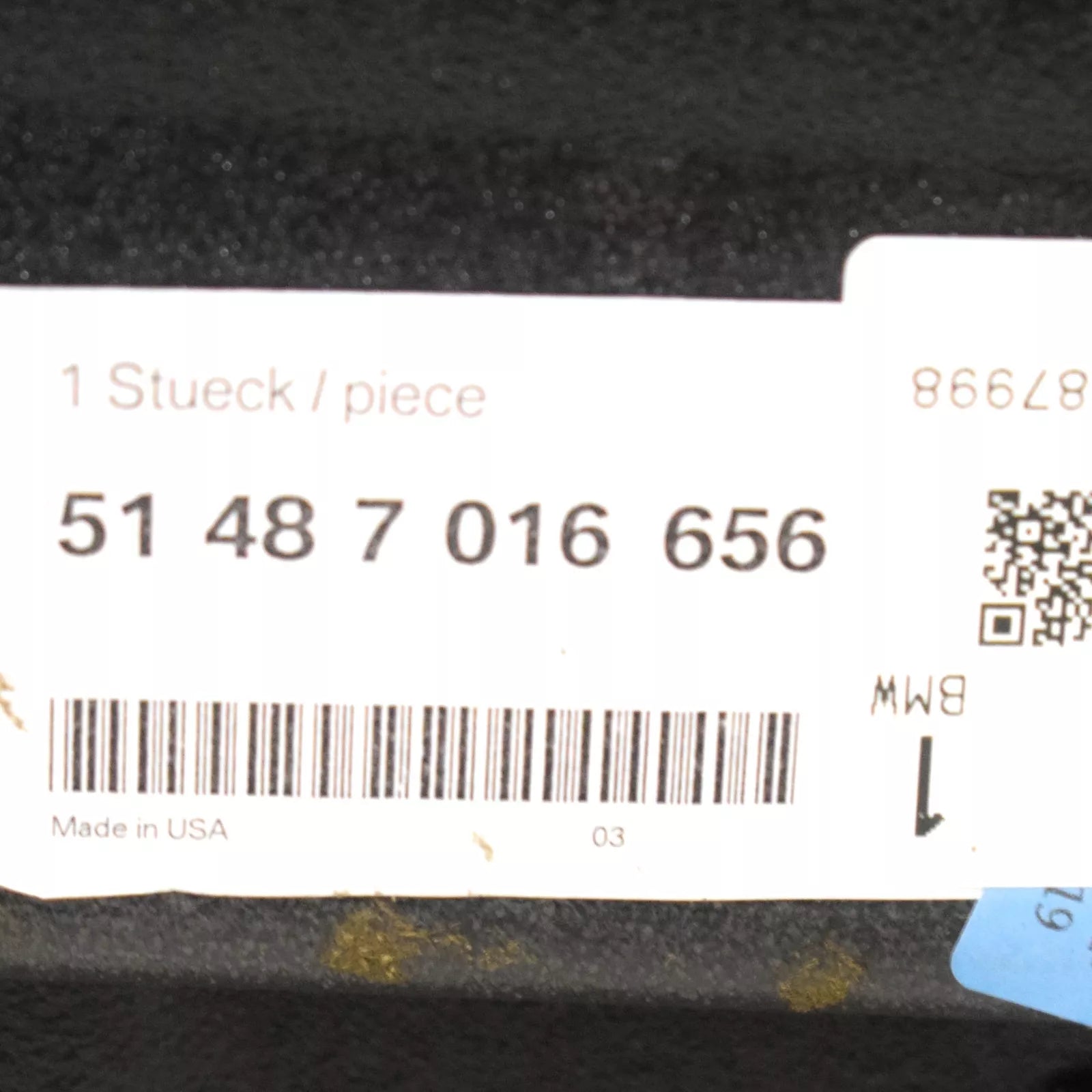 NEW BMW Z4 E85 FRONT RIGHT DOOR SOUND INSULATION 51487016656 7016656 ORIGINAL