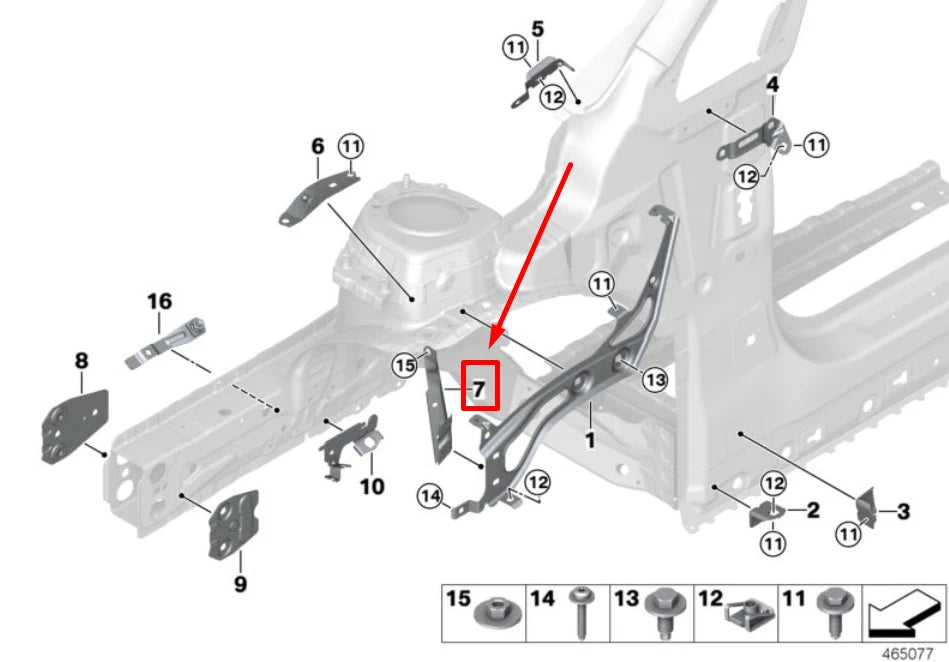 NEW BMW 2 F45 RIGHT SIDE PANEL CROSS-SUPPORT 7408662 41007408662 ORIGINAL