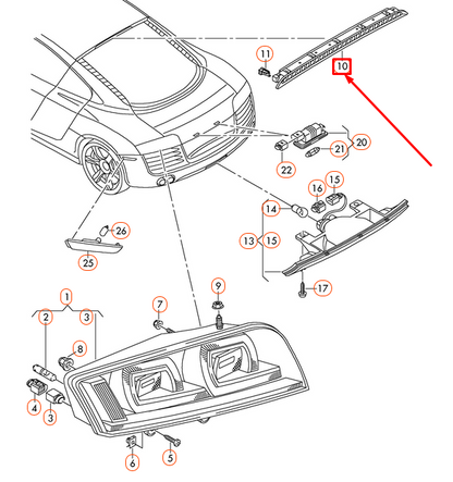 new audi r8 42 third 3rd brake stop light 427945097 original