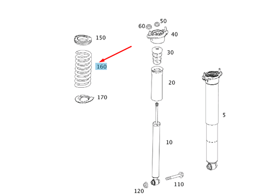 new mercedes-benz c w204 rear coil spring a2043240704 original