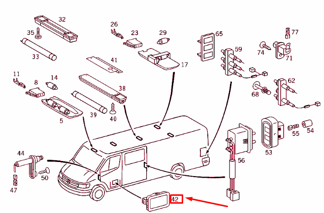 NEW MERCEDES-BENZ SPRINTER 903 INTERIOR ENTRANCE LAMP A0018207901 ORIGINAL