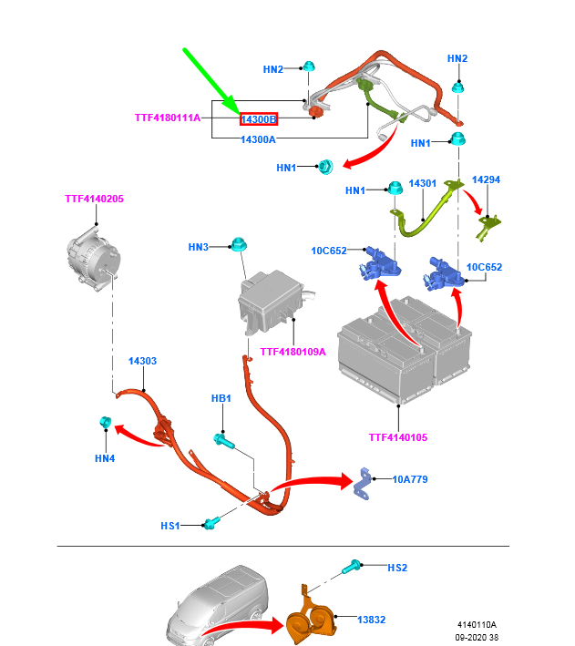 new ford transit custom mk1 battery cable lhd 2040351 original