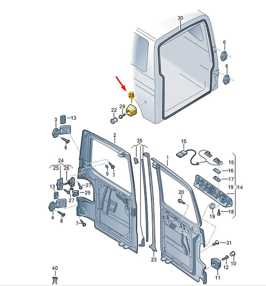 NEW VW TRANSPORTER VI T6 REAR RIGHT SIDE PANEL STOP 7H0827798B