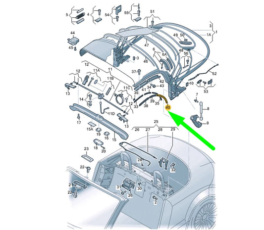 NEW AUDI TT 8J MK2 SOFT TOP RIGHT REAR SEAL 8J7871420 ORIGINAL