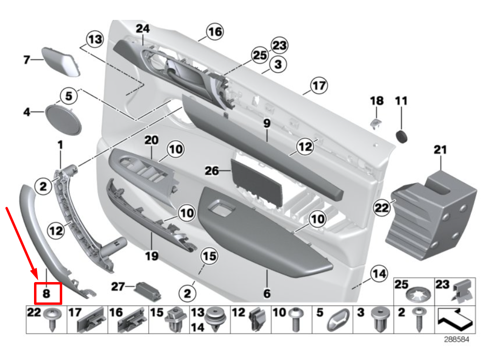 new bmw x3 f25 front left pull strap trim cover 7246211 51417246211 original