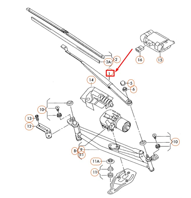 NEW VOLKSWAGEN PASSAT B6 WINDSHIELD LEFT AERO WIPER ARM LHD 3C1955409C