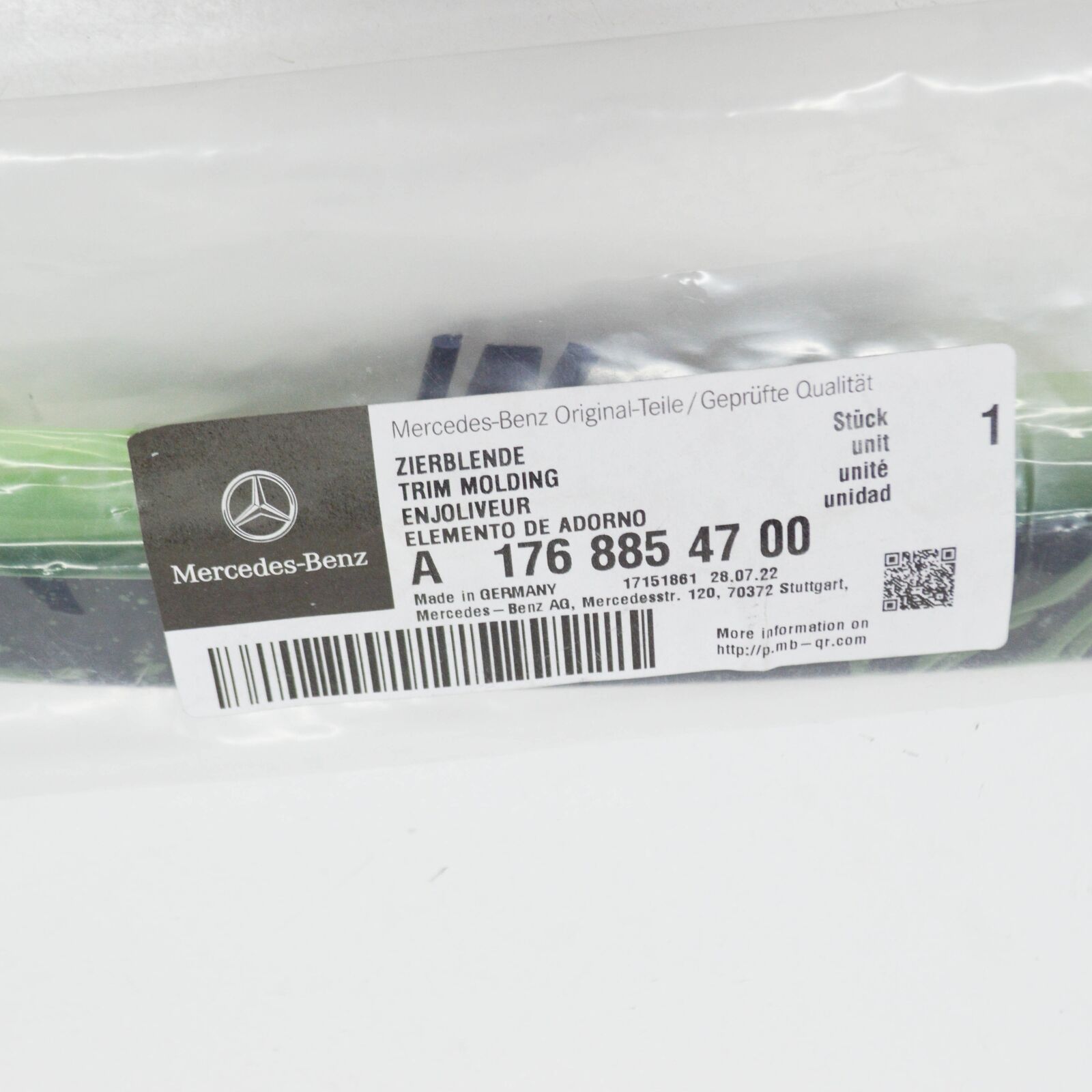 NEW MB A W176 FRONT BUMPER LEFT SIDE MOULDING TRIM A1768854700 ORIGINAL