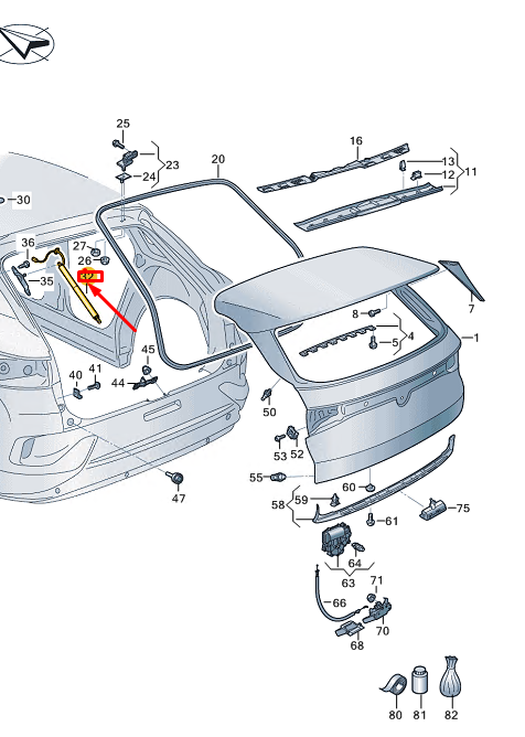 new vw id.4 e21 rear tailgate gas strut 11a827550b original