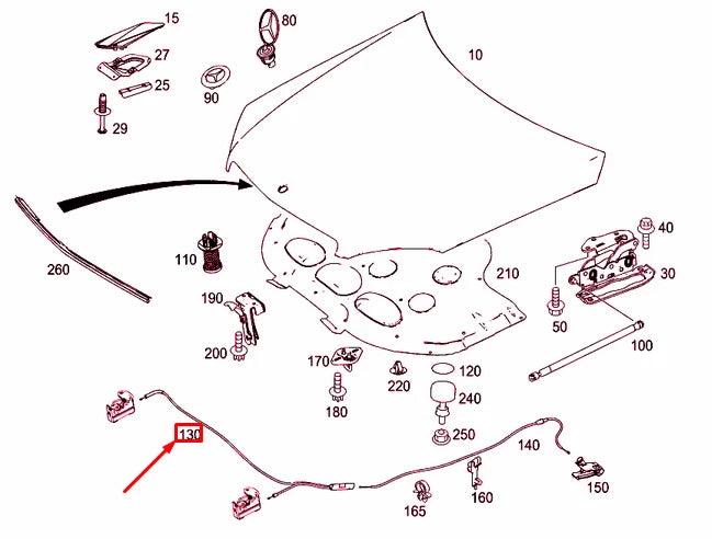 NEW MERCEDES-BENZ C W204 BONNET RELEASE HOOD RELEASE CABLE A2048800059