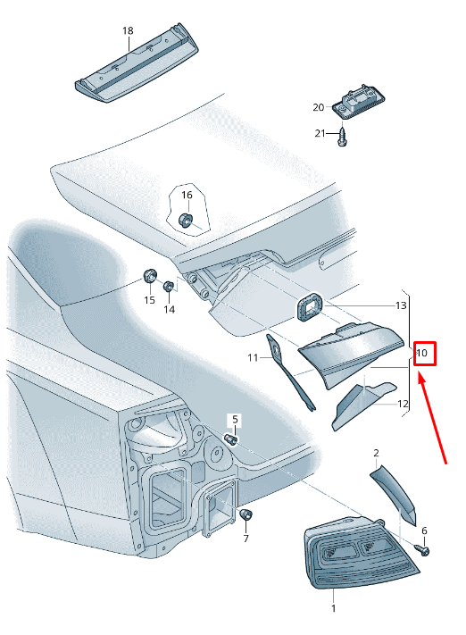 new audi a8 4h rear right side tailgate taillight 4h0945094k original