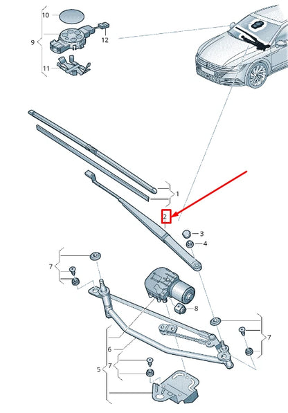 NEW VW ARTEON 3H7 FRONT LEFT WIPER ARM RHD 3G8955409A