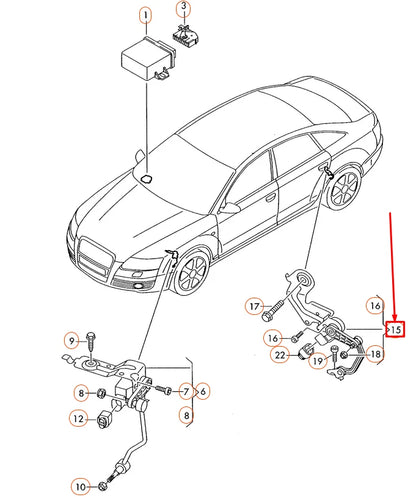 NEW AUDI A6 4F C6 REAR RIGHT LEVEL SENSOR WITH POLES 4F0616572D