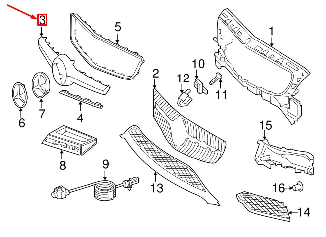 NEW MERCEDES-BENZ CLS C218 AMG RADIATOR GRILLE COVER A2188851222