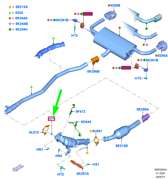 new ford kuga mk3 cx482 exhaust system stud 4757756 w712458-s900 original