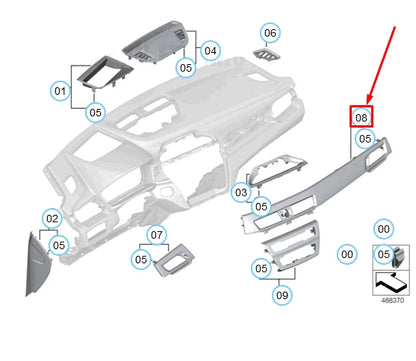 NEW BMW X1 F48 GLOSSY BLACK SILVER FRONT TRIM PANEL LHD 51459347739 ORIGINAL