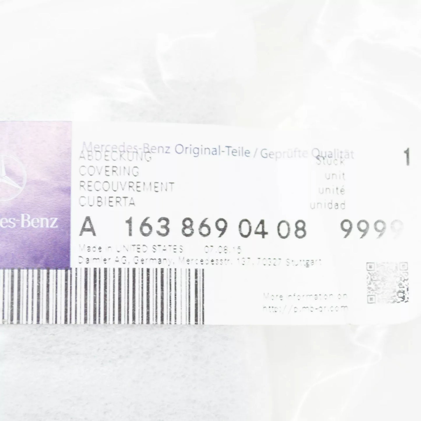 NEW MERCEDES-BENZ ML W163 RIGHT HEADLIGHT WASHER COVER A16386904089999