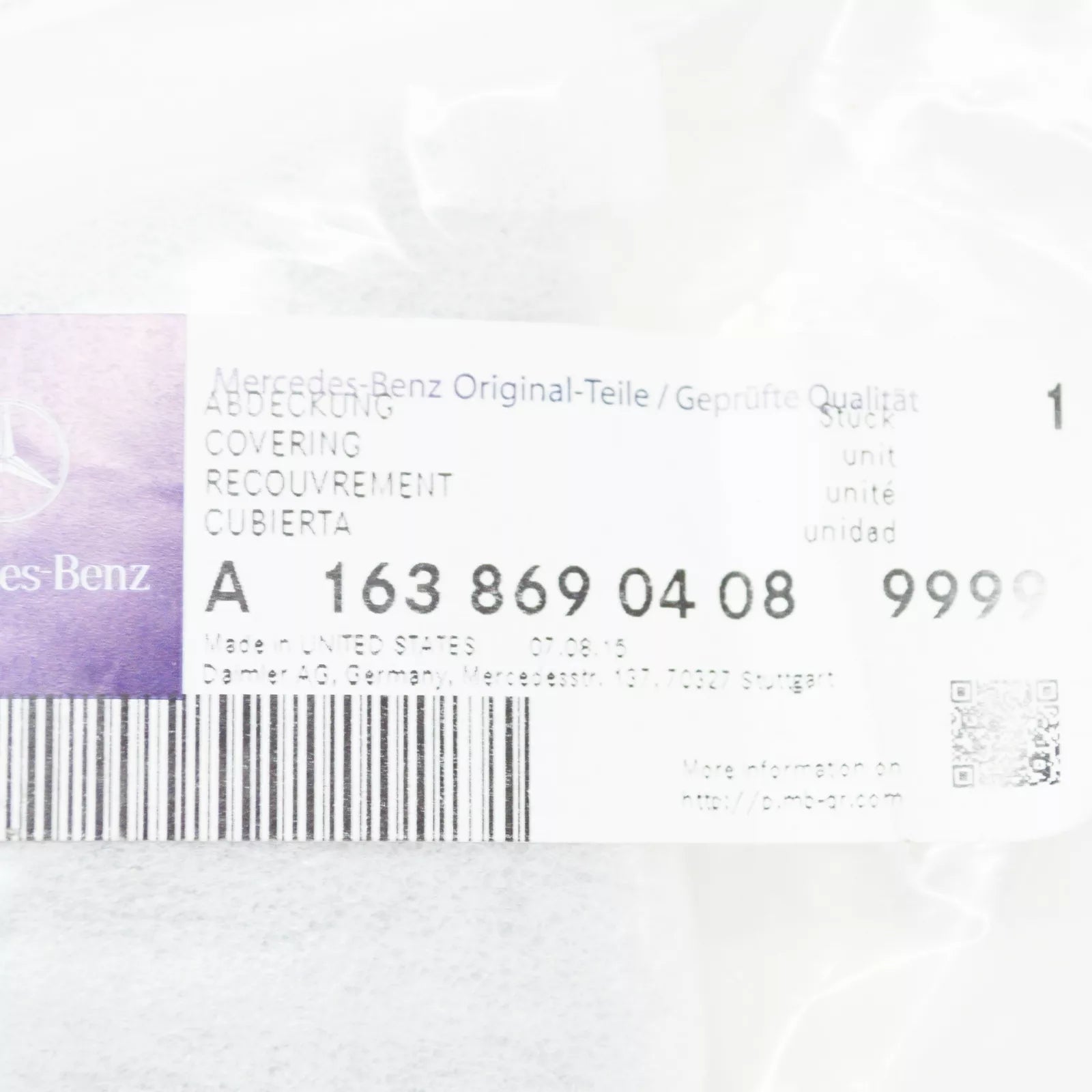 NEW MERCEDES-BENZ ML W163 RIGHT HEADLIGHT WASHER COVER A16386904089999