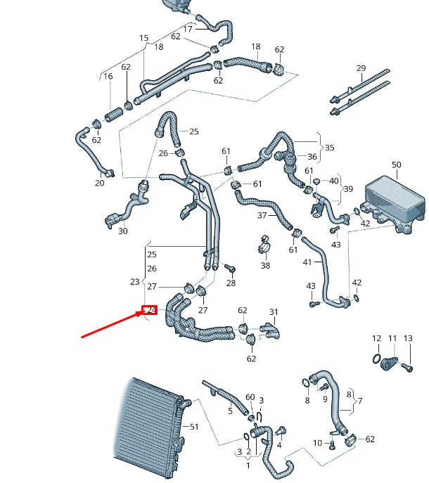 NEW VW TOUAREG 7P MK2 COOLANT HOSE PIPE RHD 7P6122073D