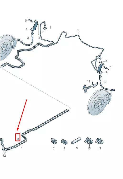 NEW AUDI A8 4N REAR RIGHT BRAKE LINE LHD 4N4614742AA