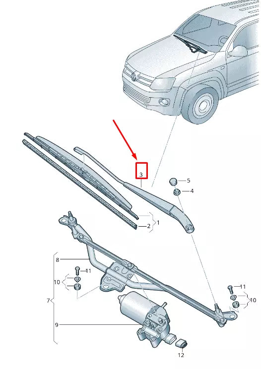 NEW VW AMAROK 2H FRONT RIGHT WIPER ARM 2H2955410
