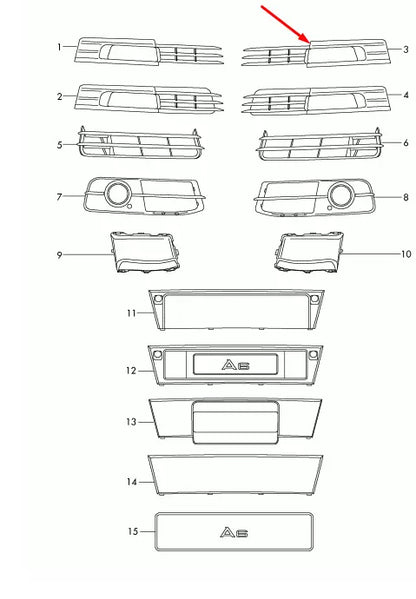 NEW AUDI A6 C6 FRONT BUMPER LEFT FOG LIGHT GRILLE 4F0807681N01C ORIGINAL