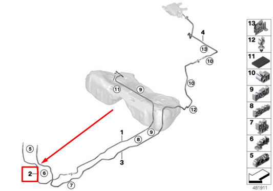 new bmw 8 cabrio g14, f91 fuel feed line 16127440385 7440385 original