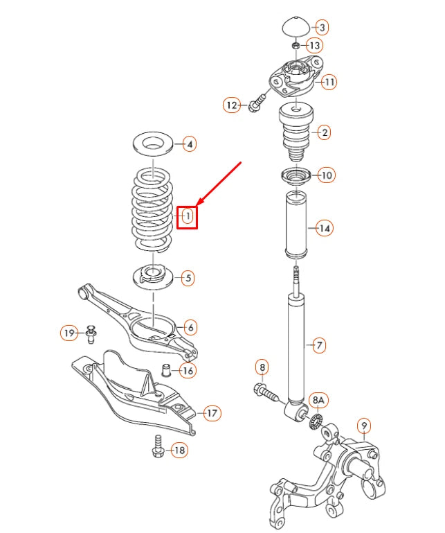 NEW AUDI A3 8P REAR COIL SPRING 8P0511115T ORIGINAL