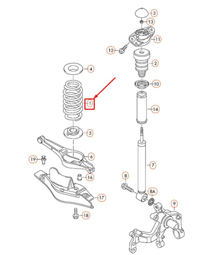 NEW AUDI A3 8P REAR COIL SPRING 8P0511115T ORIGINAL