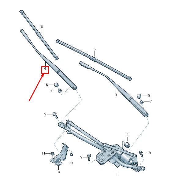 NEW AUDI TT 8J FRONT RIGHT WIPER ARM RHD 8J2955408B 1P9 8J2955408B1P9 ORIGINAL