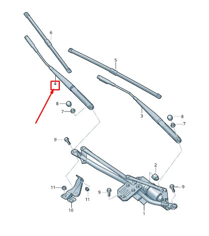 NEW AUDI TT 8J FRONT RIGHT WIPER ARM RHD 8J2955408B 1P9 8J2955408B1P9 ORIGINAL