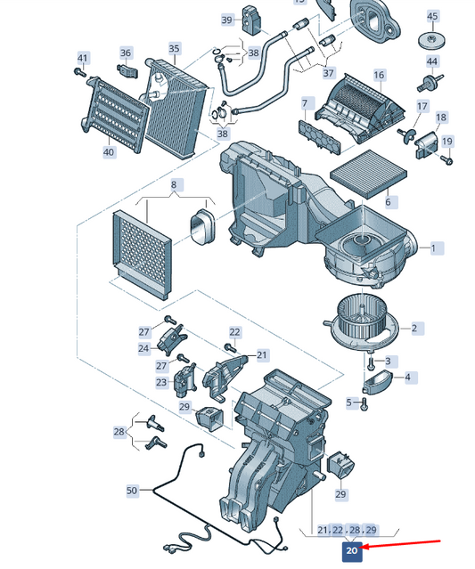 new skoda superb mk3 air distribution housing lhd 5q1819353f original