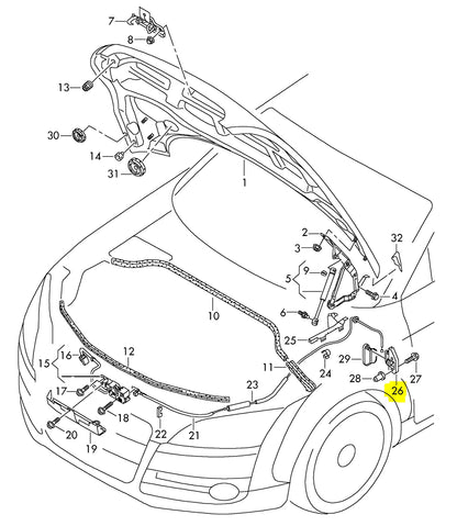 NEW AUDI AUDI TT 2007-2014 RHD BONNET RELEASE HANDLE BRACKET 8J2823633C