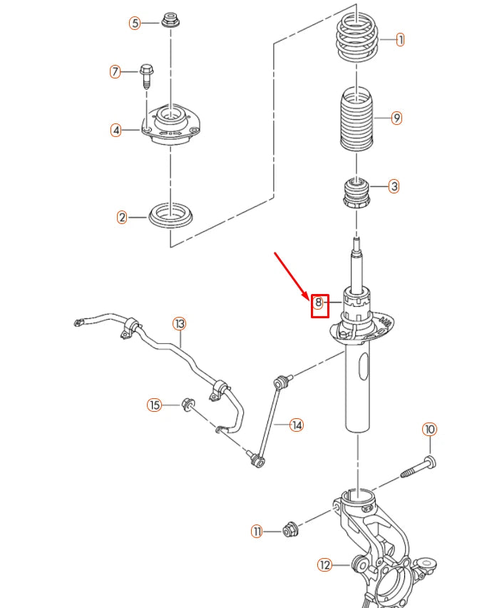 NEW VOLKSWAGEN JETTA A6 FRONT SHOCK ABSORBER 5C0413031AH ORIGINAL