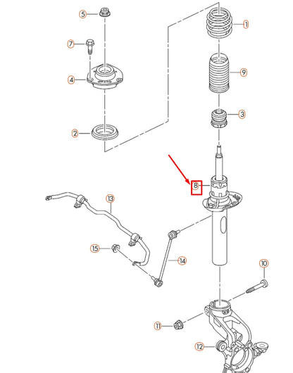 NEW VOLKSWAGEN JETTA A6 FRONT SHOCK ABSORBER 5C0413031AH ORIGINAL