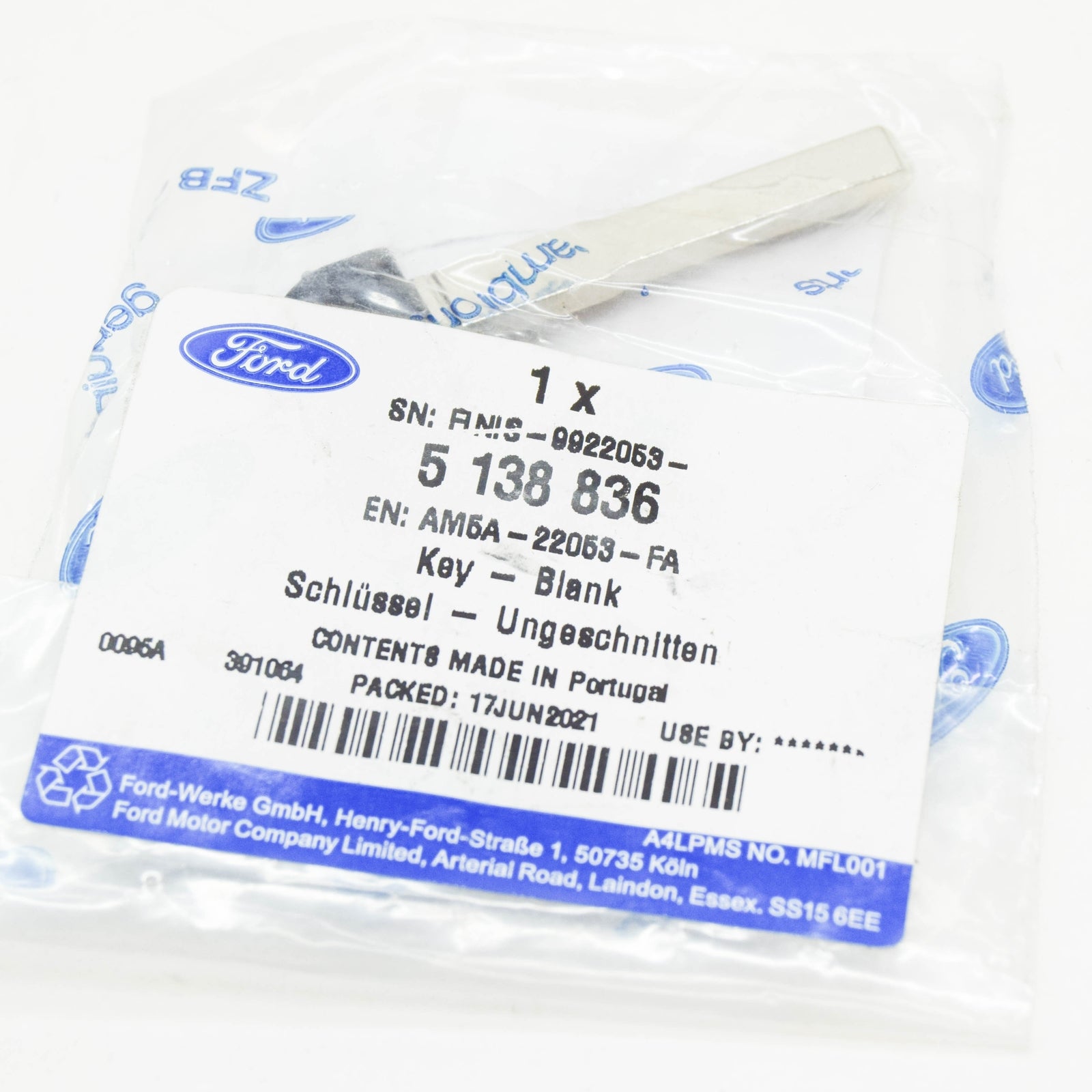 new ford kuga mk1 c394 uncut key am5a-22053-fa 5138836 original