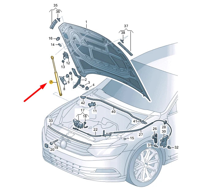 NEW VW PASSAT B8 FRONT HOOD GAS FILLED STRUT 3G0823359B ORIGINAL