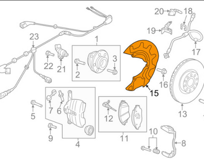 NEW AUDI A1 8X FRONT BRAKE DISC PROTECTION PLATE RIGHT 5Q0615312G ORIGINAL