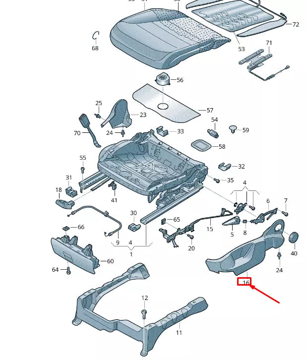 NEW VW TOUAREG 7P MK2 FRONT LEFT SEAT FRAME TRIM 7P6881313B82V