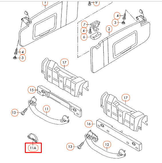 NEW VOLKSWAGEN BORA 1J INTERIOR SUN GLASSES HOLDER 1J0857465 Y20 ORIGINAL