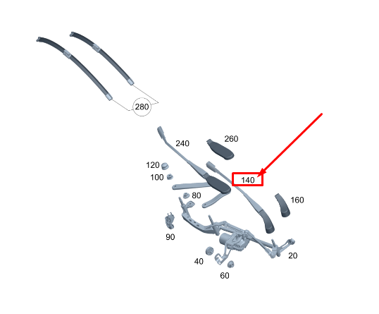 new mercedes-benz eqs v297 front left wiper blade arm lhd a2978204500 original